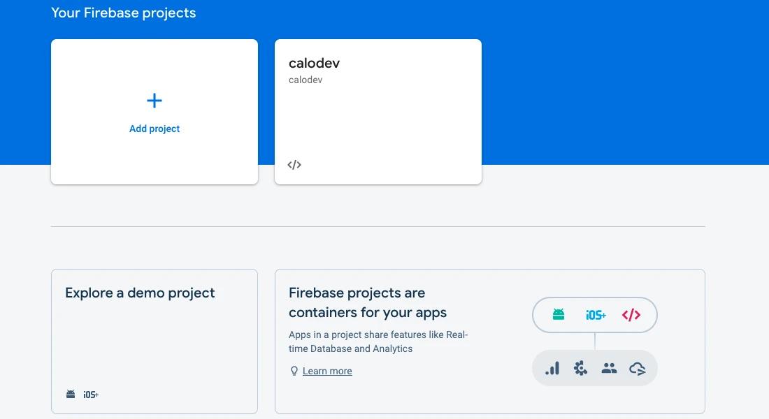 Firebase projects list
