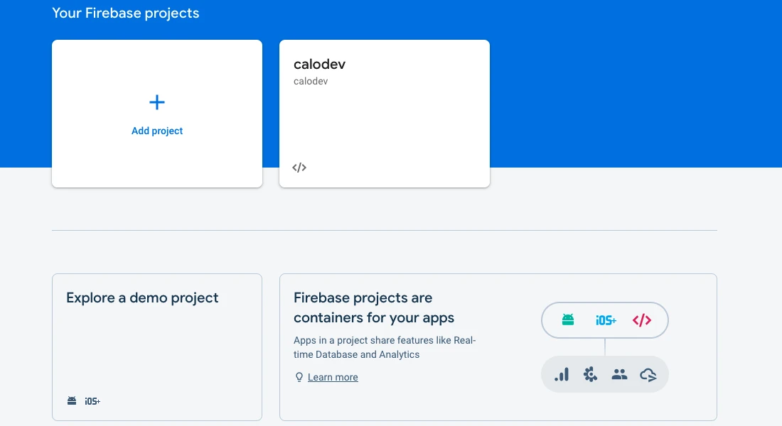 Firebase projects list