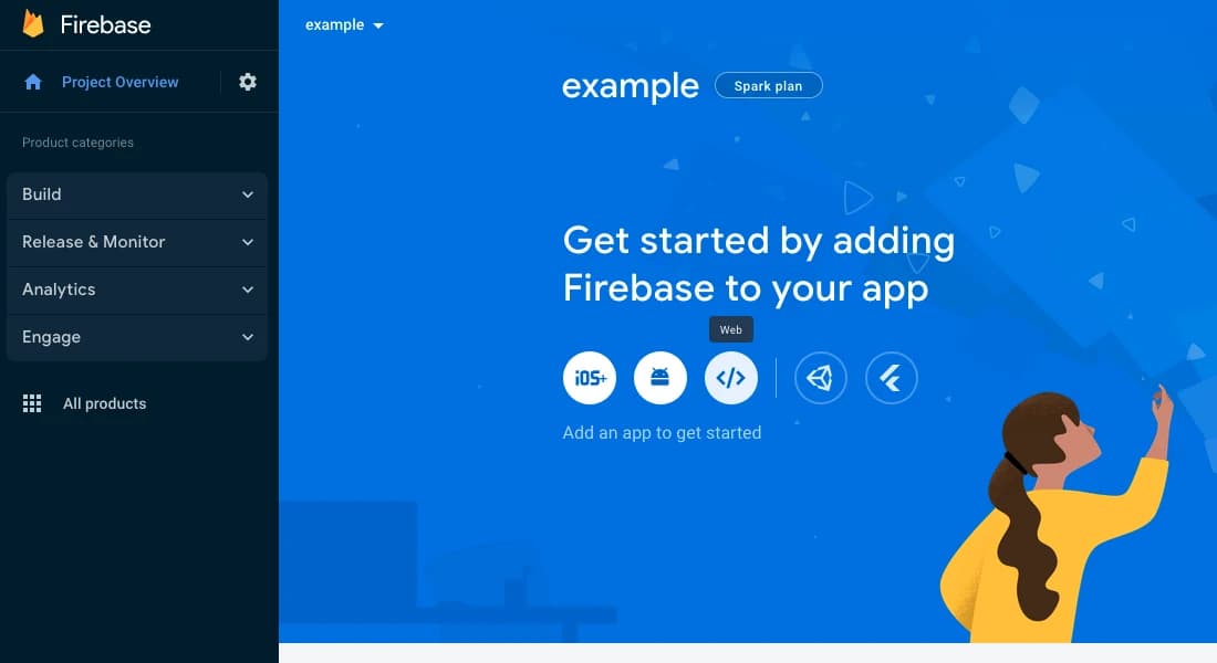 Firebase project view